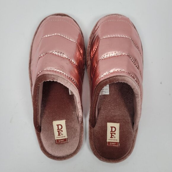 DF By Dearfoams Puffer Women's Pink Metallic Memory Foam Slipper US Size 9-10 - Picture 5 of 8
